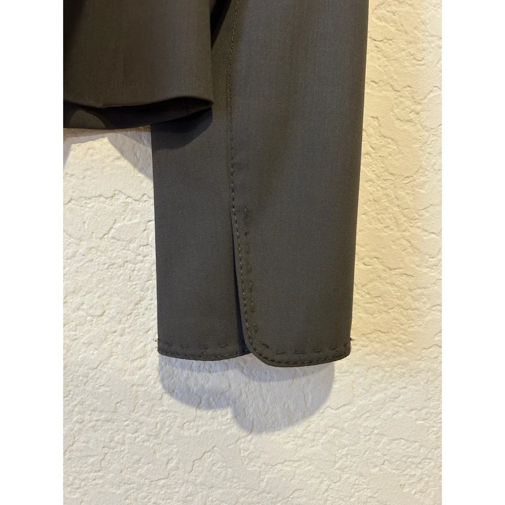 Elie Tahari Blazer Sz 4 Brown Wool Blend Mock Neck Utility Jacket Career Staple